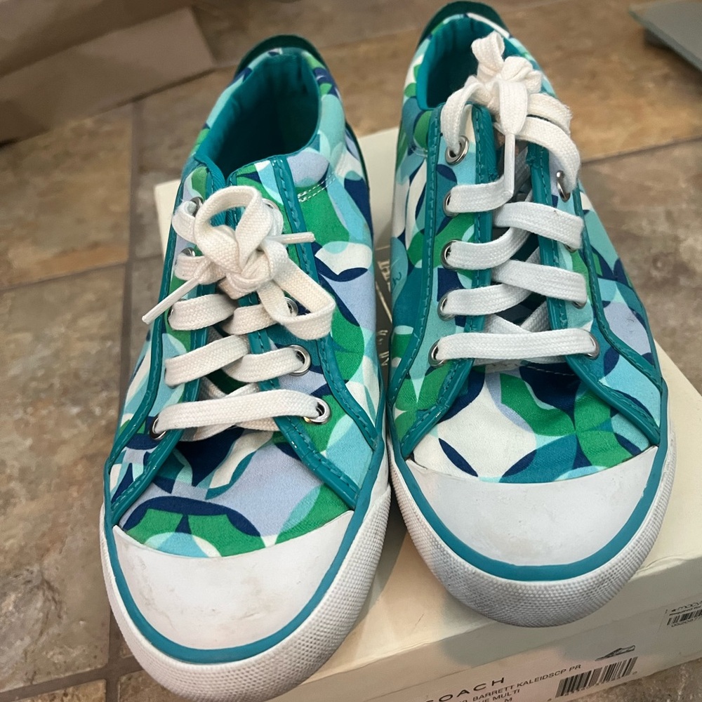 Coach Teal and Blue Patterned Sneakers